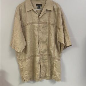 Tan Short Sleeve Button-Up Shirt
